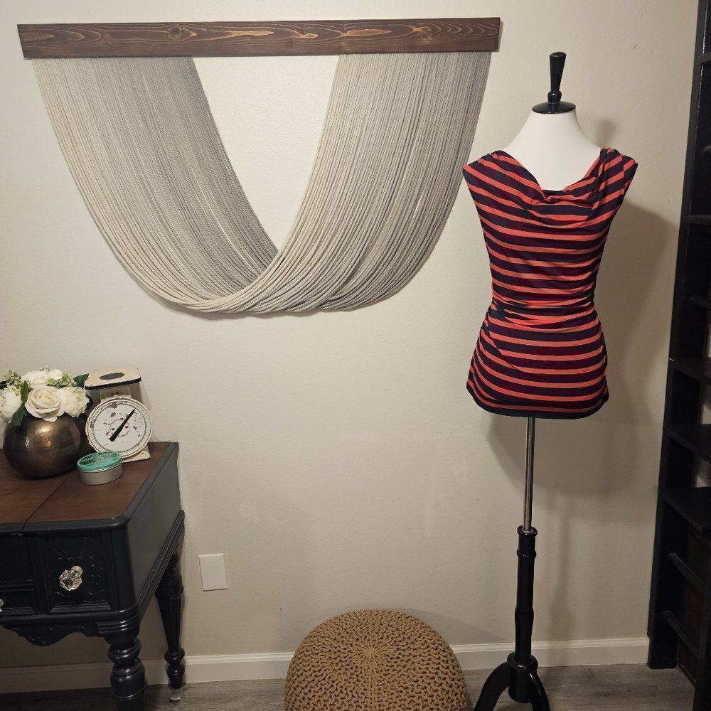Ann Taylor Striped Cowl Neck Top Sz L